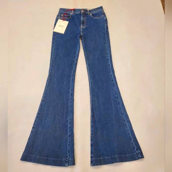 NWT$900 Alexander McQueen Dark Blue High Rise Flare Jeans Sz 24 - Picture 9 of 15